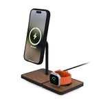 3 in 1 Charging Stand with Qi2 and Apple Technology —  Walnut