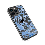 Clear Protective Phone Case Transparent Qi Wireless Charging Marbled Sky Blue Design | iPhone 13 Pro Max,iPhone 13 Pro,iPhone 14 Pro Max,iPhone 14 Pro,iPhone 12 Pro Max,iPhone 12 Pro