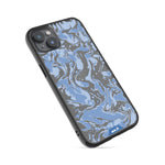 Clear Protective Phone Case Transparent Qi Wireless Charging Marbled Sky Blue Design | iPhone 14 Plus,iPhone 14,iPhone 15,iPhone 15 Plus