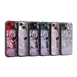 Clear Protective Phone Case Transparent Qi Wireless Charging Marbled Lilac Purple Design | iPhone 13,iPhone 13 mini